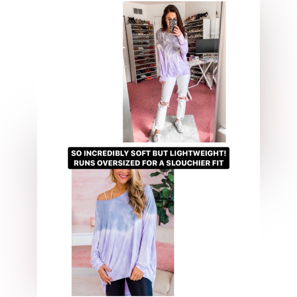 Pink Lily - Oversized Slouchy Tie Dye Top - Size Small